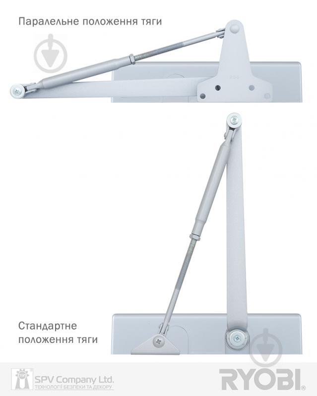 Доводчик дверний RYOBI D-2055V BC UNIV з вітровим гальмом срібний 100 кг - фото 3