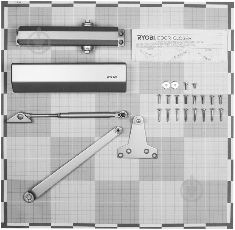 Доводчик дверний RYOBI D-2055V BC UNIV з вітровим гальмом срібний 100 кг - фото 11