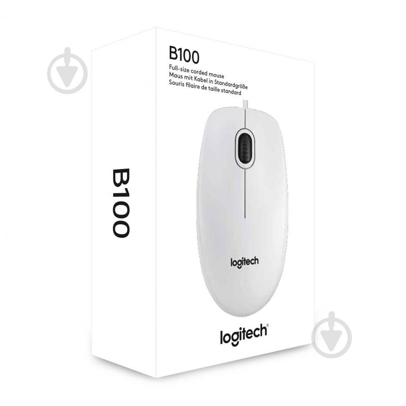 Миша Logitech B100 white (910-003360) - фото 3