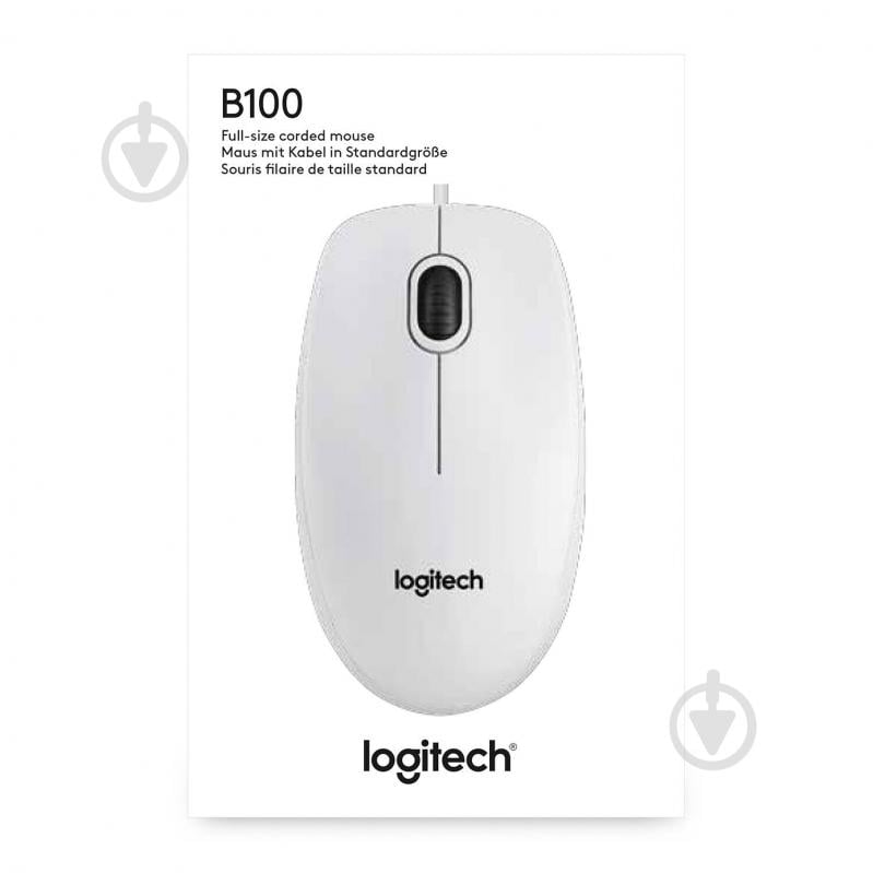 Миша Logitech B100 white (910-003360) - фото 4