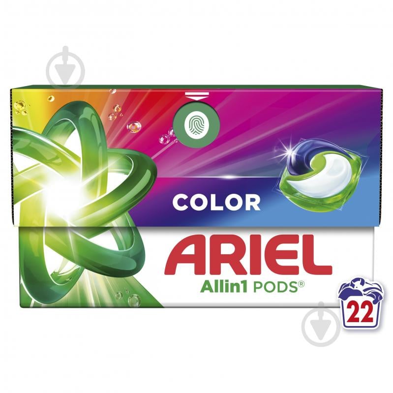 Капсулы для машинной стирки Ariel Все-в-1 Для цветного 22 шт. - фото 1 Капсулы для машинной стирки Ariel Все-в-1 Для цветного 22 шт. - фото 1