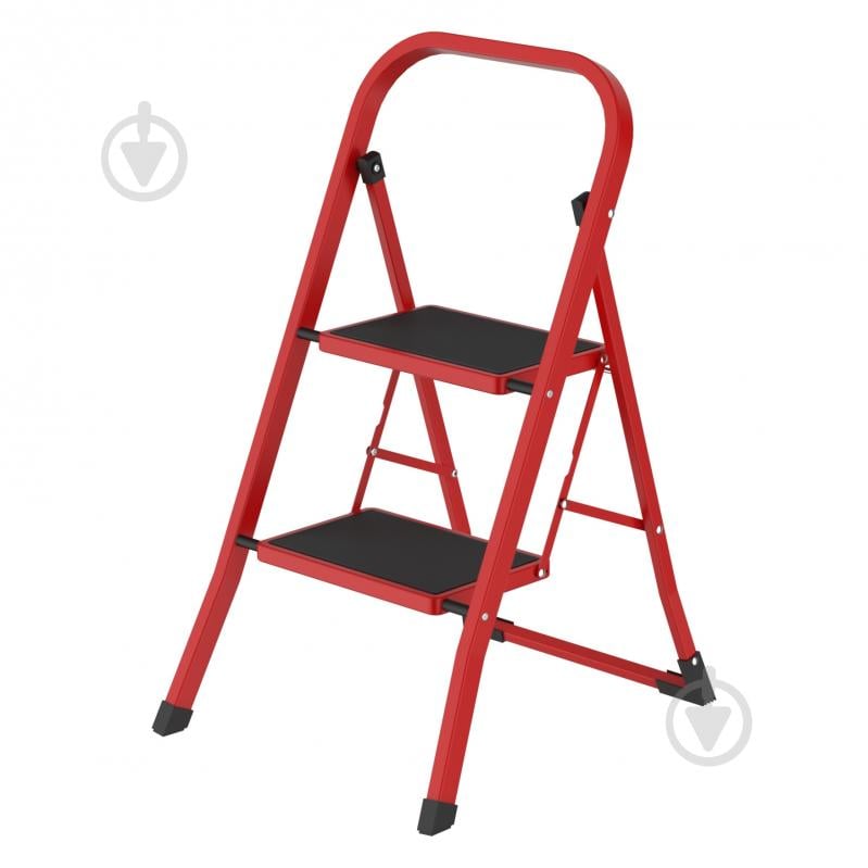 Драбина-стрем’янка 2 сходинки з резиновим покриттям червона - фото 1 Драбина-стрем’янка 2 сходинки з резиновим покриттям червона - фото 1