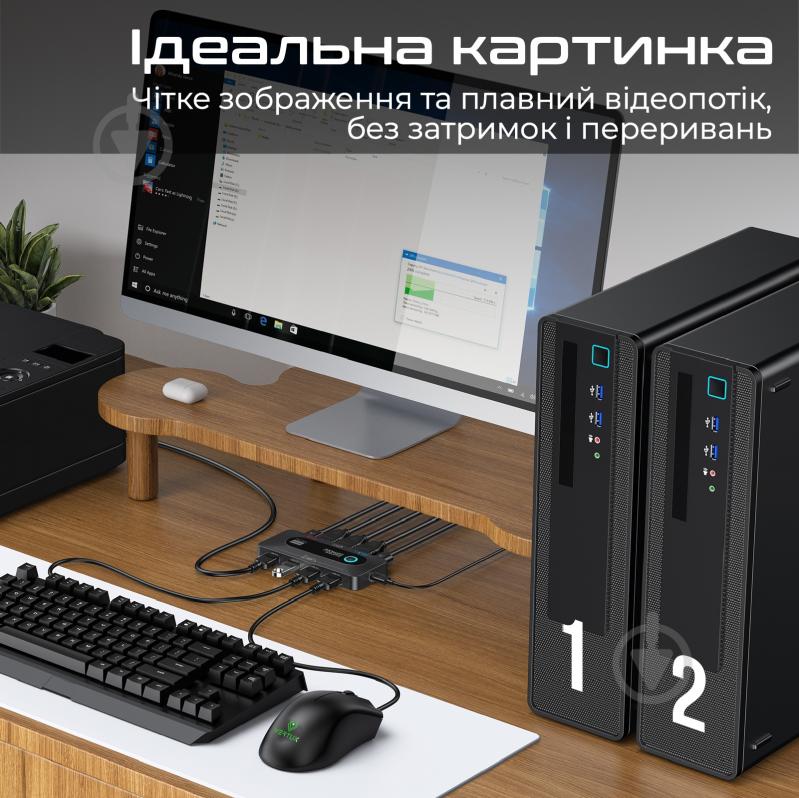 Коммутатор Promate MediaSwitch-KVM 2хHDMI to HDMI, 4хUSB-A - фото 3 Коммутатор Promate MediaSwitch-KVM 2хHDMI to HDMI, 4хUSB-A - фото 3