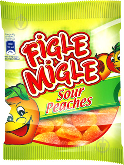 Цукерки жувальні Figle Migle Sour Peaches 80 г (5904686588065) - фото 1