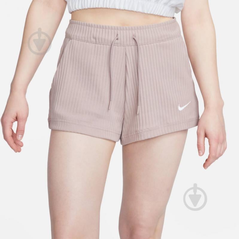 Шорты Nike W NSW RIB JRSY HR SHORT DV7862-272 р. M бежевый - фото 3