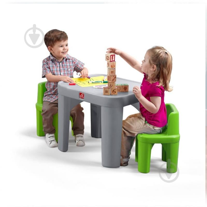 Комплект меблів дитячий Step 2 MIGHTY MY SIZE TABLE&CHAIRS зелений/сірий - фото 2