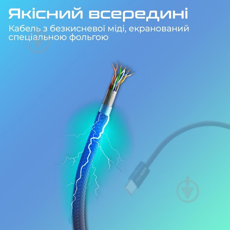 Кабель Promate EcoLine-Ci120 USB-C to Lightning 27W Power Delivery 1,2 м синий (ecoline-ci120.navy) - фото 4 Кабель Promate EcoLine-Ci120 USB-C to Lightning 27W Power Delivery 1,2 м синий (ecoline-ci120.navy) - фото 4