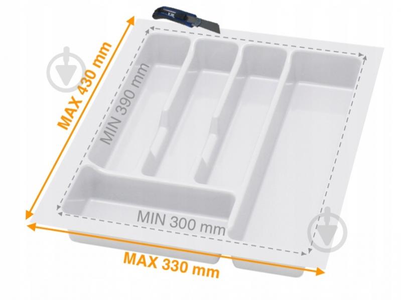 Лоток для столовых приборов Rejs UNI 330x430x45 мм фасад 400 мм пластиковый белый ТЕ13.2502.05.013 - фото 2