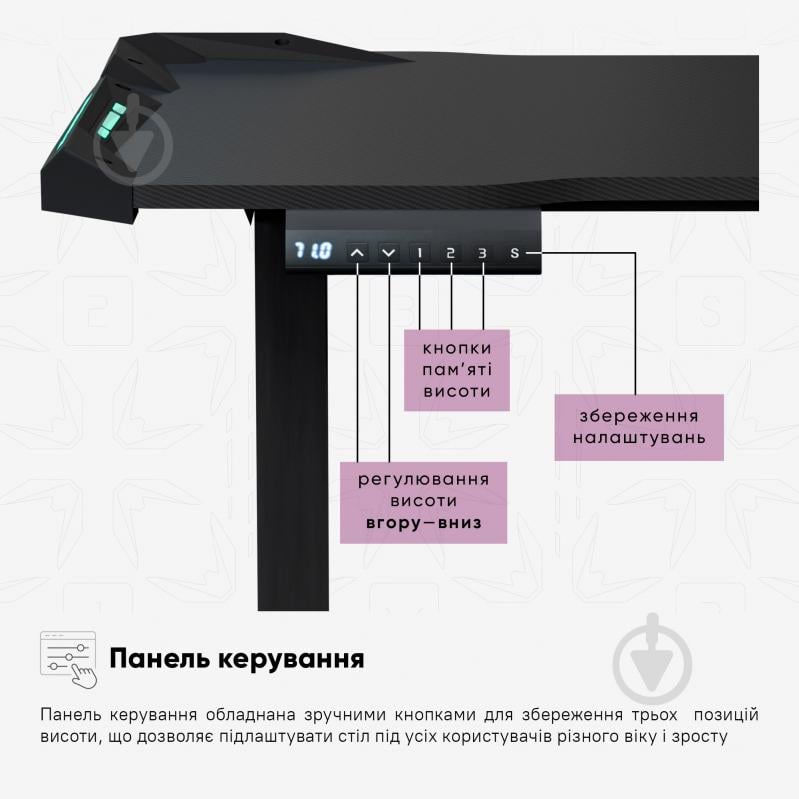 Стол компьютерный Mealux PowerDesk Carbon RGB - фото 11