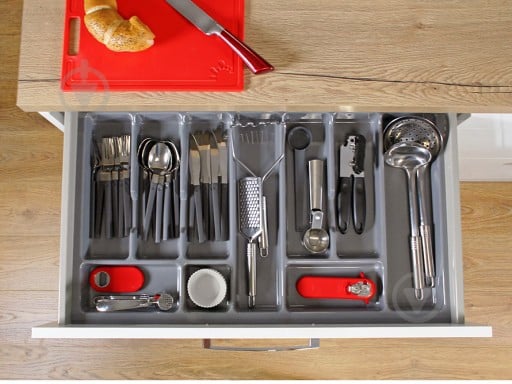 Лоток для столовых приборов Rejs PRO 230x490x45 мм фасад 300 мм пластиковый серый ТЕ13.2664.05.036 - фото 5