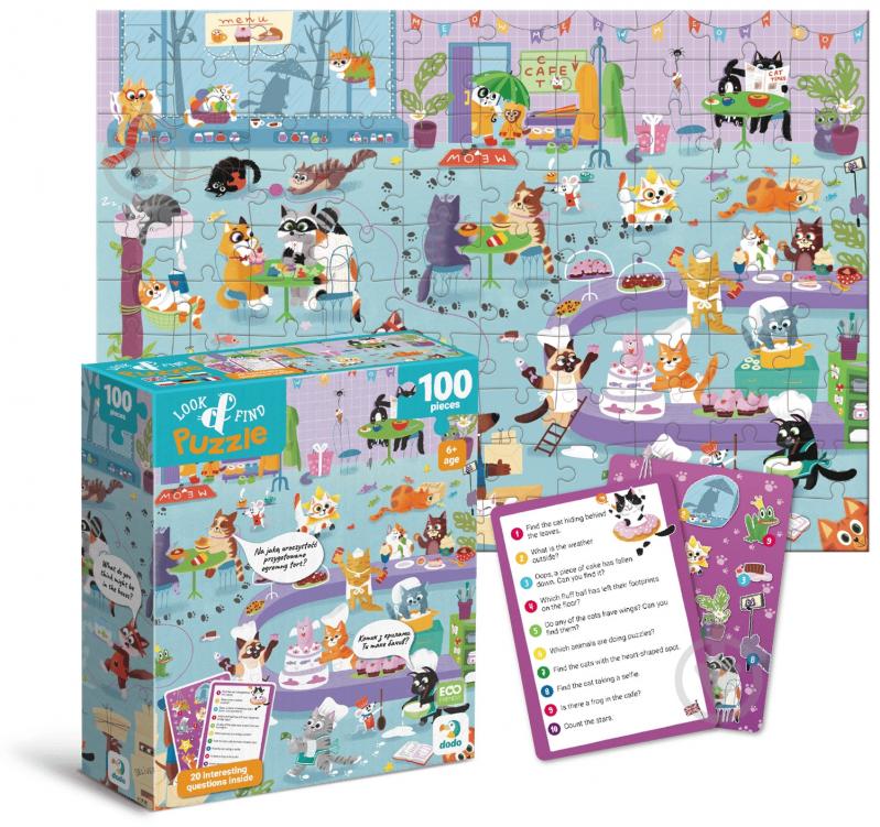 Гра-пазл DoDo Шукай та знаходь Котяче кафе, 100 елементів 300667 - фото 2 Гра-пазл DoDo Шукай та знаходь Котяче кафе, 100 елементів 300667 - фото 2