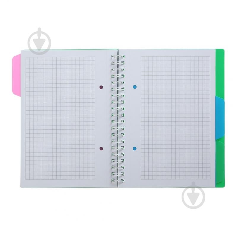 Зошит на пружині Buromax BRIGHT В6 (128x182) 100 арк. клітинка 3 розділювачі зелений BM.24365912-04 - фото 2