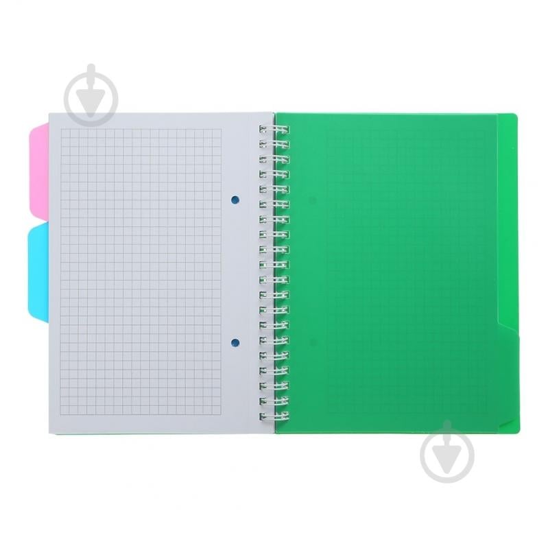 Зошит на пружині Buromax BRIGHT В6 (128x182) 100 арк. клітинка 3 розділювачі зелений BM.24365912-04 - фото 3