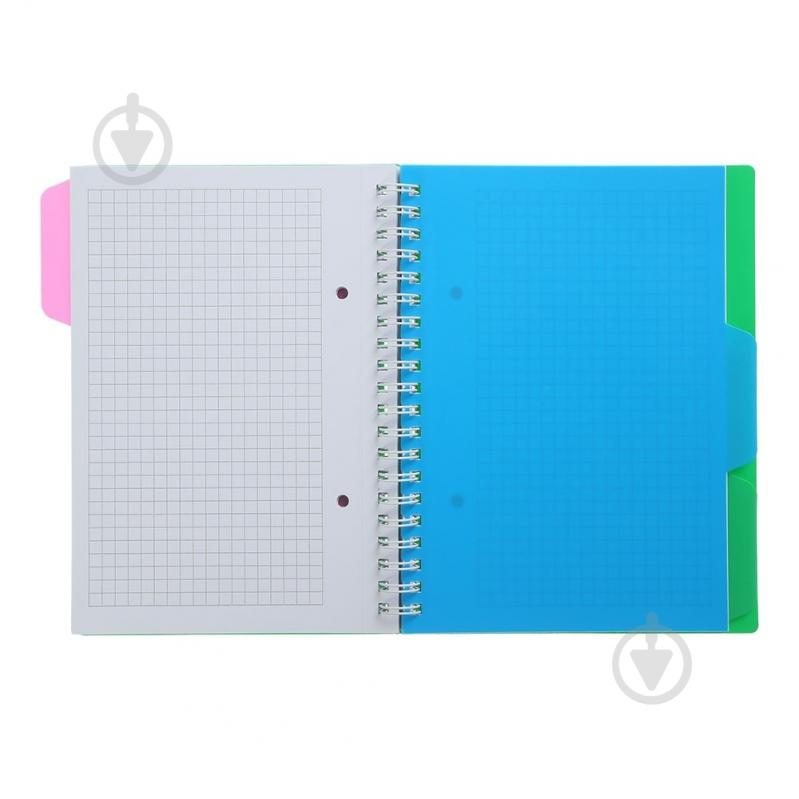 Зошит на пружині Buromax BRIGHT В6 (128x182) 100 арк. клітинка 3 розділювачі зелений BM.24365912-04 - фото 5