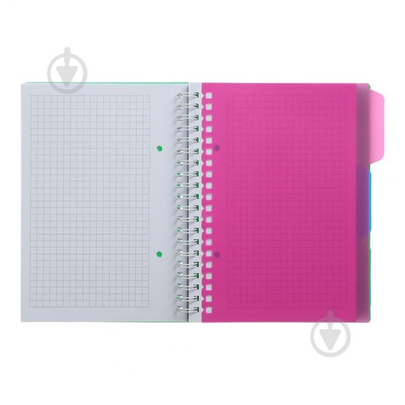 Зошит на пружині Buromax BRIGHT В6 (128x182) 100 арк. клітинка 3 розділювачі зелений BM.24365912-04 - фото 4