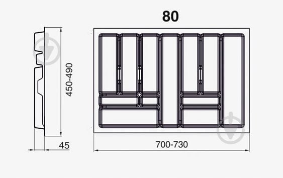Лоток для столовых приборов Rejs PRO 730x490x45 мм фасад 800 мм пластиковый белый ТЕ13.2668.05.013 - фото 4 Лоток для столовых приборов Rejs PRO 730x490x45 мм фасад 800 мм пластиковый белый ТЕ13.2668.05.013 - фото 4