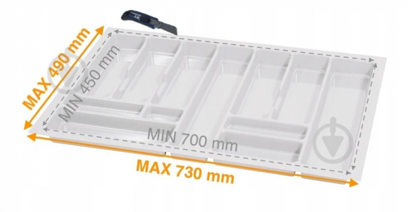 Лоток для столовых приборов Rejs PRO 730x490x45 мм фасад 800 мм пластиковый белый ТЕ13.2668.05.013 - фото 2 Лоток для столовых приборов Rejs PRO 730x490x45 мм фасад 800 мм пластиковый белый ТЕ13.2668.05.013 - фото 2