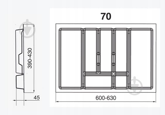 Лоток для столовых приборов Rejs UNI 630x430x45 мм фасад 700 мм пластиковый белый ТЕ13.2558.05.013 - фото 3 Лоток для столовых приборов Rejs UNI 630x430x45 мм фасад 700 мм пластиковый белый ТЕ13.2558.05.013 - фото 3