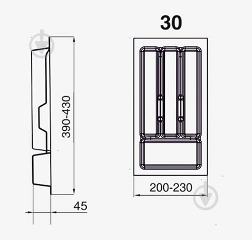 Лоток для столовых приборов Rejs UNI 230x430x45 мм фасад 300 мм пластиковый белый ТЕ13.2501.05.013 - фото 3 Лоток для столовых приборов Rejs UNI 230x430x45 мм фасад 300 мм пластиковый белый ТЕ13.2501.05.013 - фото 3