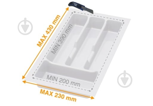 Лоток для столовых приборов Rejs UNI 230x430x45 мм фасад 300 мм пластиковый белый ТЕ13.2501.05.013 - фото 2 Лоток для столовых приборов Rejs UNI 230x430x45 мм фасад 300 мм пластиковый белый ТЕ13.2501.05.013 - фото 2