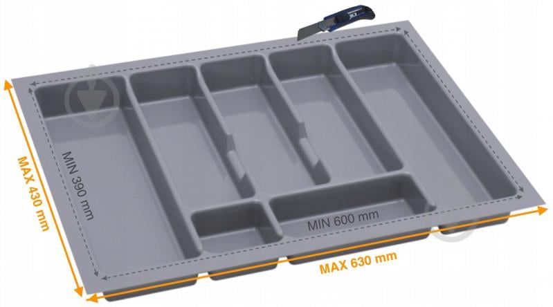 Лоток для столовых приборов Rejs UNI 630x430x45 мм фасад 700 мм пластиковый серый ТЕ13.2558.05.036 - фото 2 Лоток для столовых приборов Rejs UNI 630x430x45 мм фасад 700 мм пластиковый серый ТЕ13.2558.05.036 - фото 2