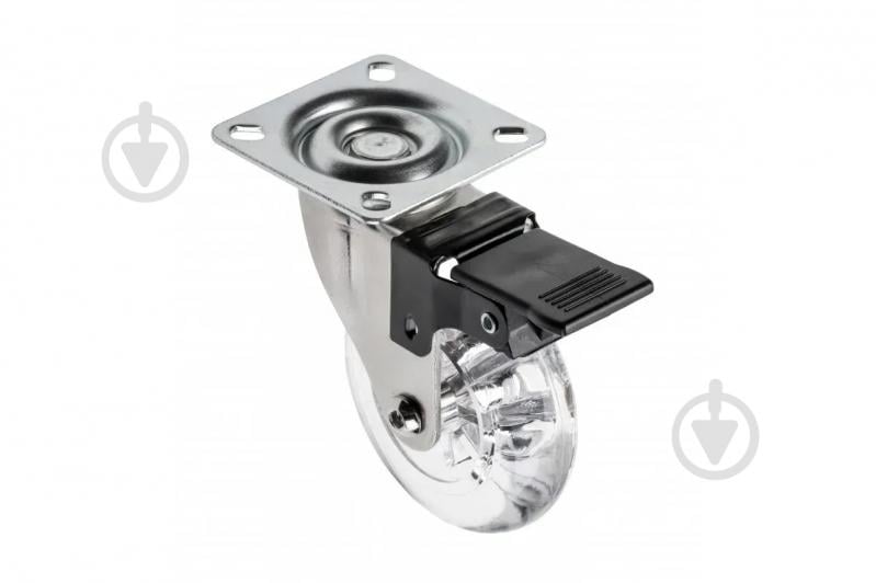 Ролик мебельный GTV Brazylia d75 мм h-96 мм повортный с стопором прозрачный (колесо для мебели) KM-RD-75-CF - фото 1 Ролик мебельный GTV Brazylia d75 мм h-96 мм повортный с стопором прозрачный (колесо для мебели) KM-RD-75-CF - фото 1