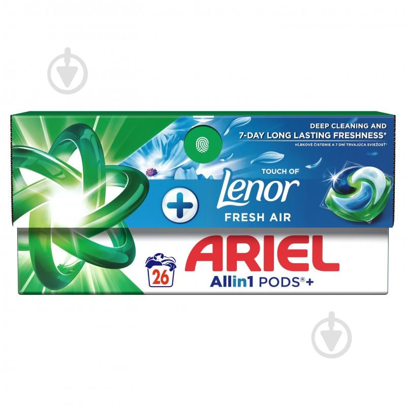 Капсулы для машинной стирки Ariel Все-в-1 Прикосновение свежего воздуха Lenor 26 шт. - фото 2 Капсулы для машинной стирки Ariel Все-в-1 Прикосновение свежего воздуха Lenor 26 шт. - фото 2