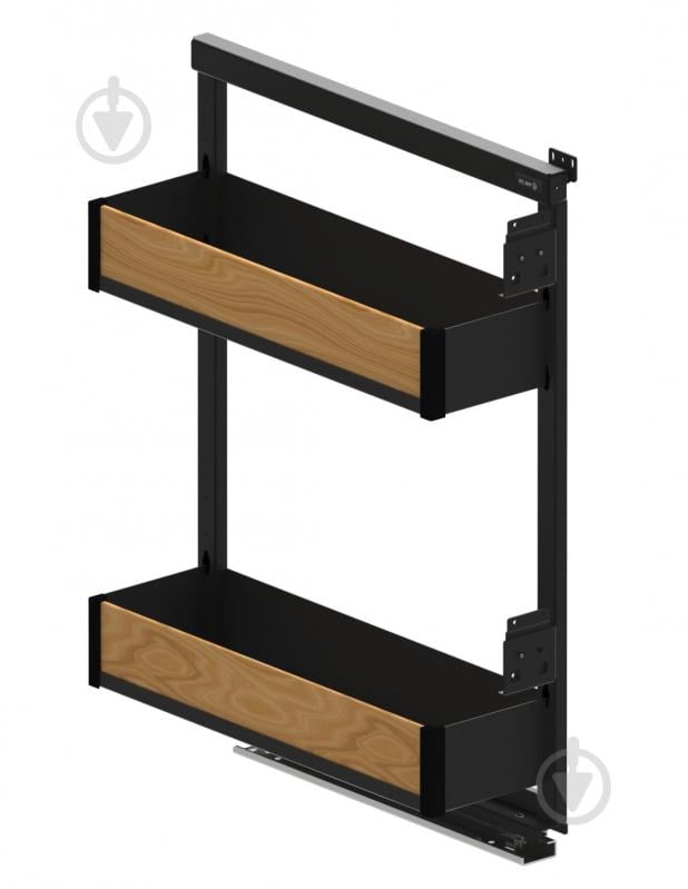 Карго Rejs для кухні 150 мм 2 полиці правосторонне з доводчиком PURO WE35.0013.12.C74 матовий чорний - фото 1