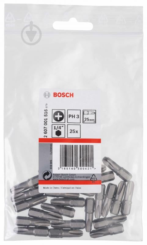 Набор бит Bosch Extra Hard 25 мм PH3 25 шт. 2607001516 - фото 2