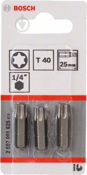 Набор бит Bosch Extra Hard 25 мм T40 3 шт. 2607001625 - фото 2 Набор бит Bosch Extra Hard 25 мм T40 3 шт. 2607001625 - фото 2