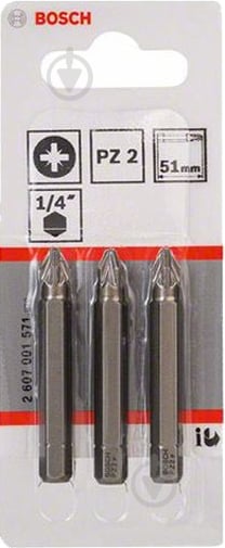 Набор бит Bosch Extra Hard 51 мм PZ2 3 шт. 2607001571 - фото 3