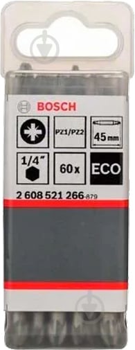 Набір біт Bosch PZ2/PZ1 45мм ECO 60 шт. 2608521266 - фото 2