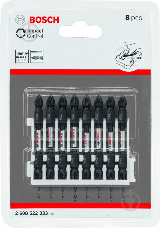 Набор бит Bosch Impact Control 65 мм PH2/PZ2 8 шт. 2608522333 - фото 2