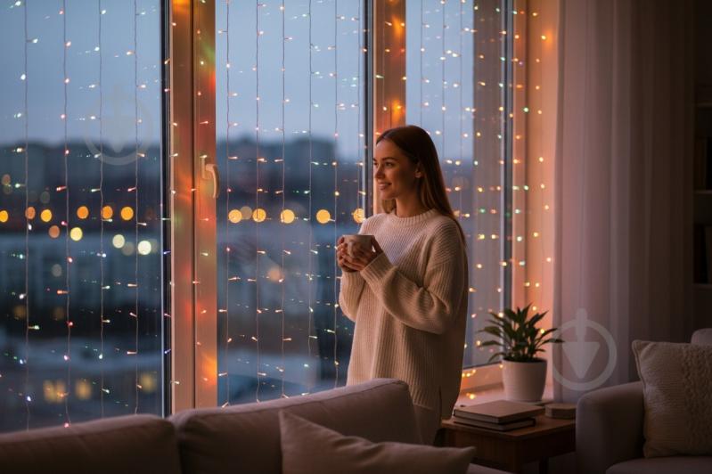 Электрогирлянда-штора Феєрія разноцветная 123 встроенный светодиод (LED) 225 ламп 1,5 м (123) - фото 2