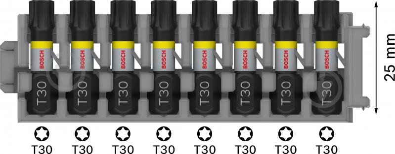Набор бит Bosch Impact Control 25 мм T30 8 шт. 2608522382 - фото 3