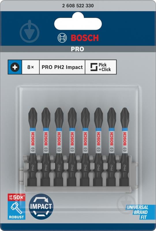 Набор бит Bosch Impact Control 50 мм PH2 8 шт. 2608522330 - фото 4 Набор бит Bosch Impact Control 50 мм PH2 8 шт. 2608522330 - фото 4