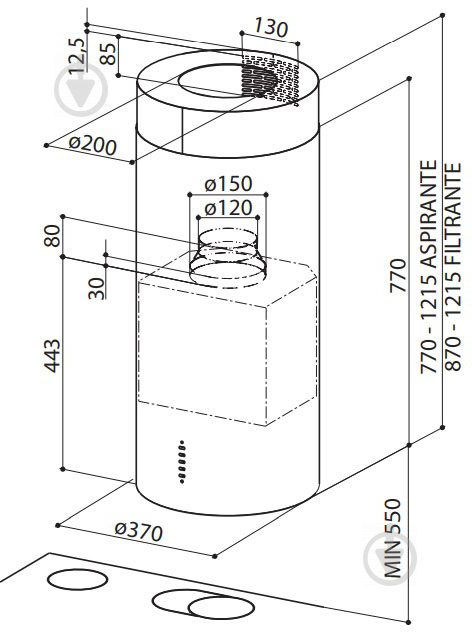 Витяжка Faber CYLINDRA ISOLA EG10 WH X A37 - фото 7