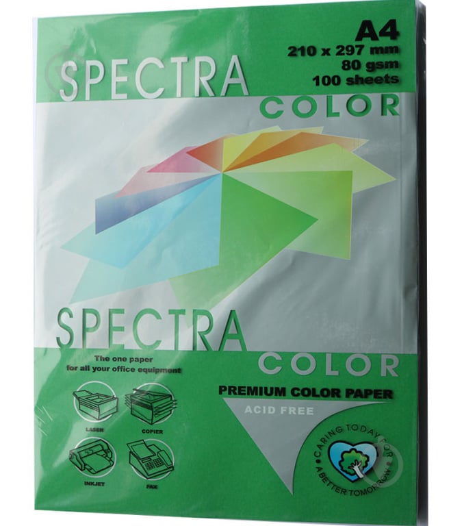 Бумага офисная цветная Spectra Color A4 80 г/м темно-зеленый 100 листов - фото 1