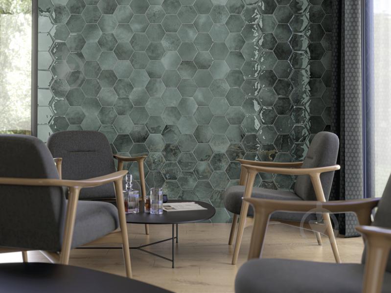 Плитка Cifre Moon Hexagon Green Brillo 16x18 см - фото 3