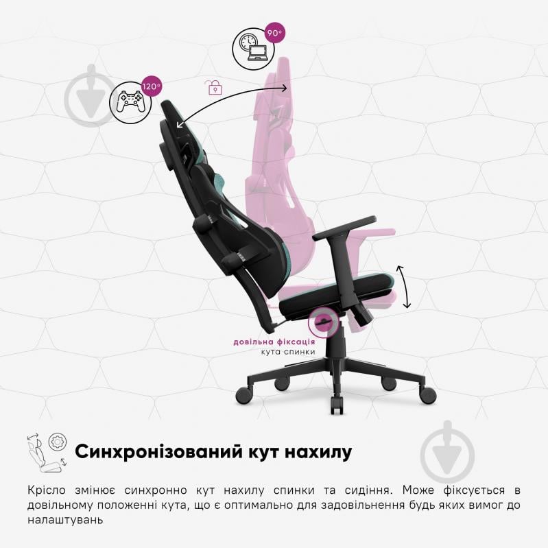 Крісло ігрове Cyberlux V8 Fabric зелений - фото 8