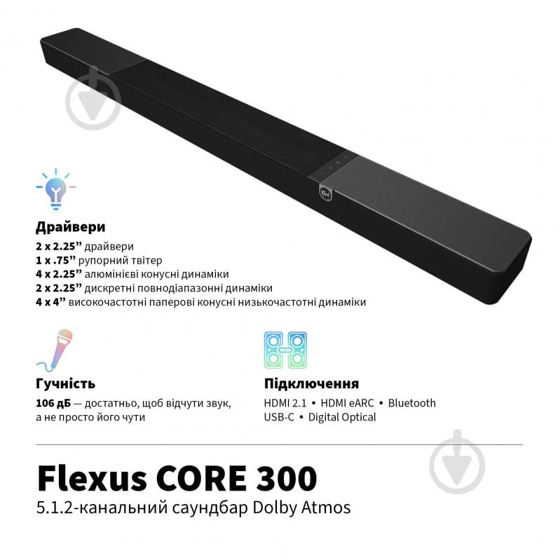 Саундбар Klipsch Flexus Core 300 Soundbar Black 1072084 - фото 3 Саундбар Klipsch Flexus Core 300 Soundbar Black 1072084 - фото 3