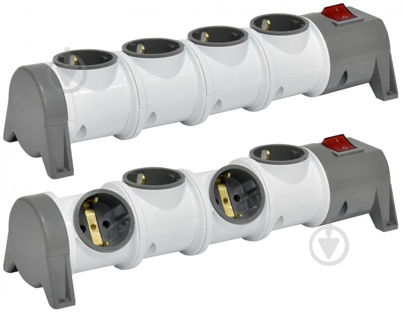 Колодка ETI EC4-EMP із заземленням 4 гн. з вимикачем білий 4481026 - фото 1