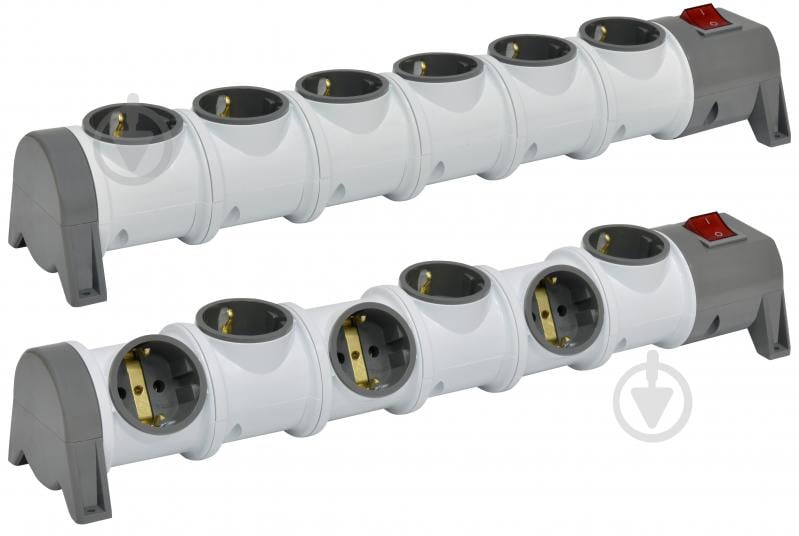 Колодка ETI EC6-EMP із заземленням 6 гн. з вимикачем білий 4481028 - фото 1