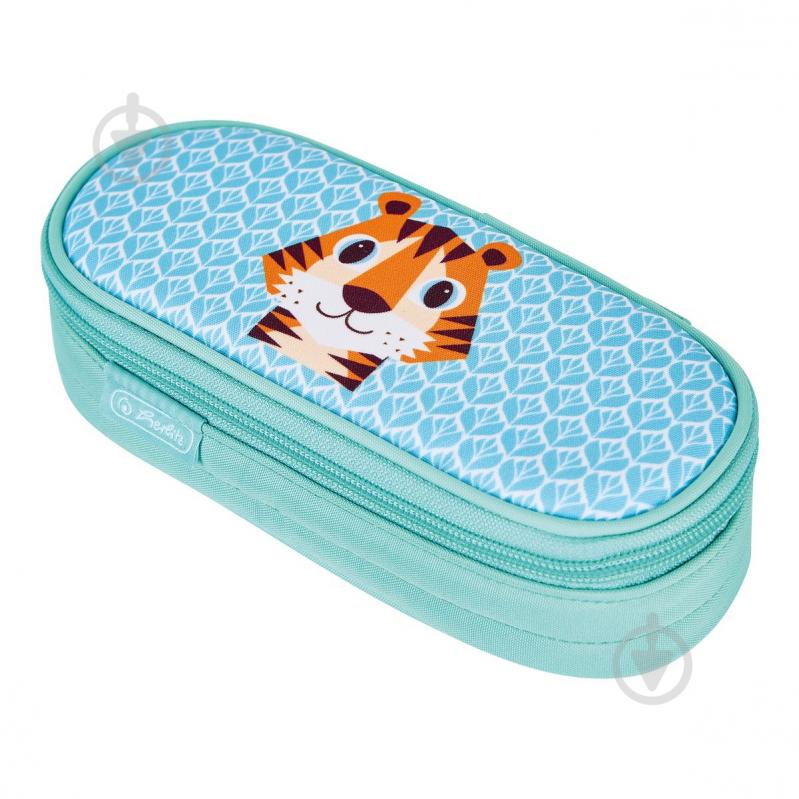 Пенал-бокс школьный Case Flap Cute Animals Tiger 50038954 Herlitz голубой - фото 1