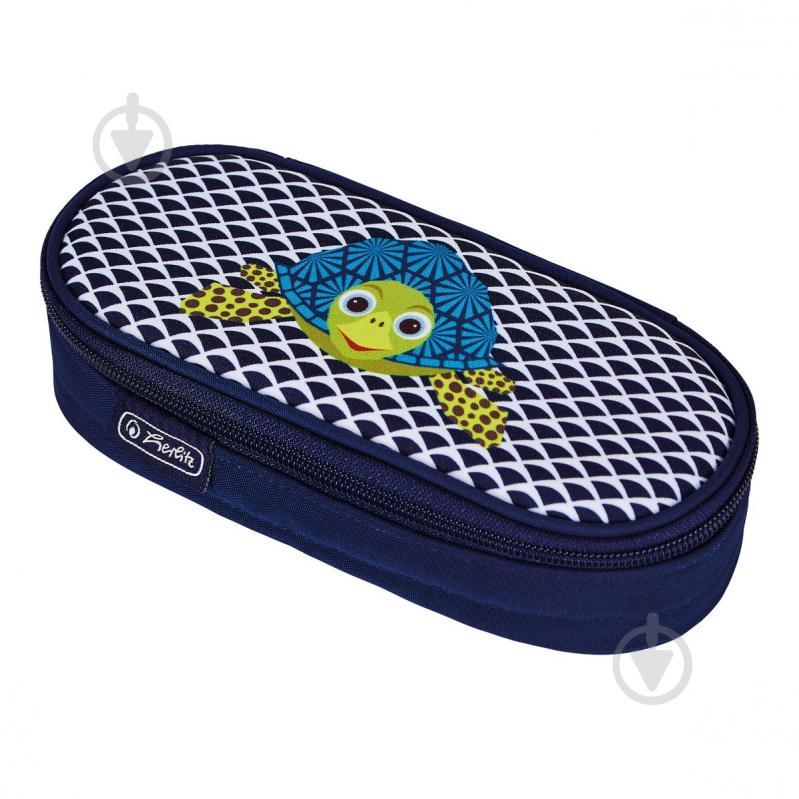 Пенал-бокс шкільний Case Flap Cute Animals Turtle 50038435 Herlitz синій із малюнком - фото 1