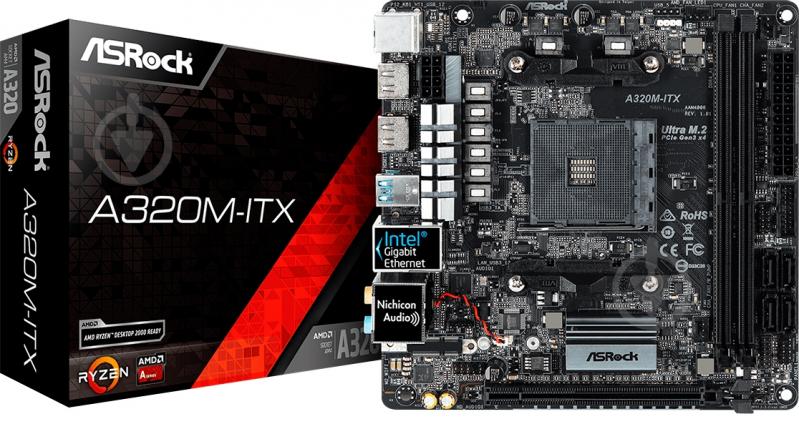 Материнская плата ASRock A320M-ITX (Socket AM4, AMD A320, mini ITX) - фото 1