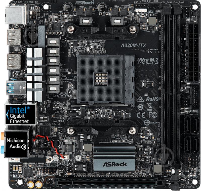 Материнская плата ASRock A320M-ITX (Socket AM4, AMD A320, mini ITX) - фото 2