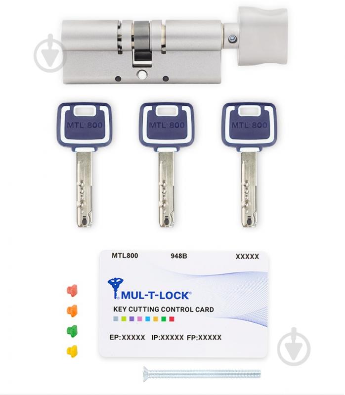 Цилиндр Mul-T-Lock MTL800/MT5+ 50x40 ключ-вороток 90 мм никель сатин - фото 6