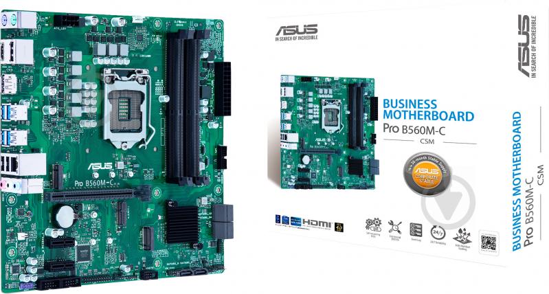 Материнська плата Asus PRO B560M-C/CSM (Socket 1200, Intel B560, mirco ATX) - фото 1