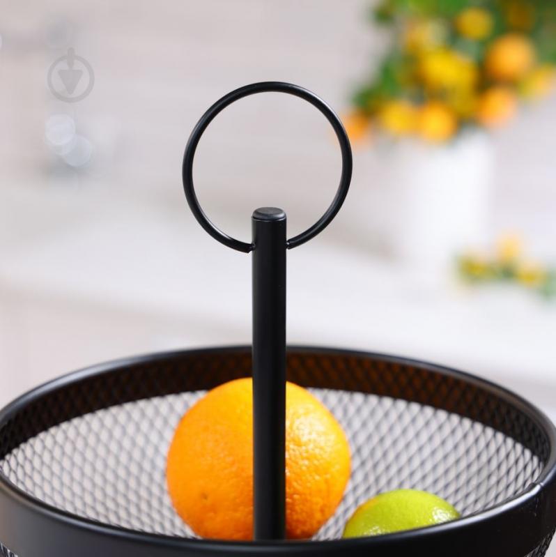 Кошик для фруктів Flamberg Premium подвійний Fernie 46х29,5 см чорний металевий - фото 4 Кошик для фруктів Flamberg Premium подвійний Fernie 46х29,5 см чорний металевий - фото 4